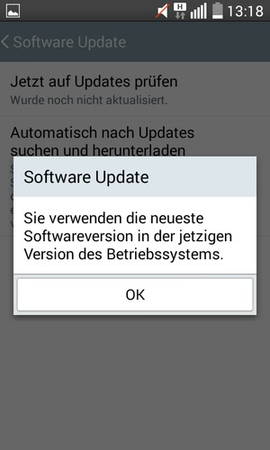Falls Ihr Handy aktualisiert ist, wählen Sie OK