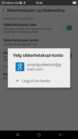 Velg sikkerhetskopi-kontoen din