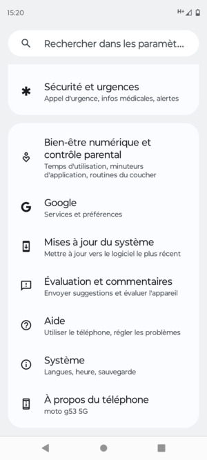 Faites défiler et sélectionnez Système