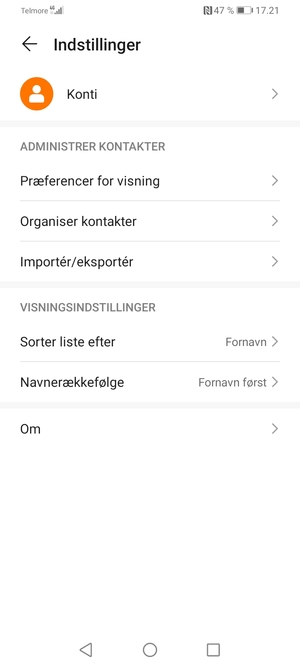Vælg Importér/eksportér