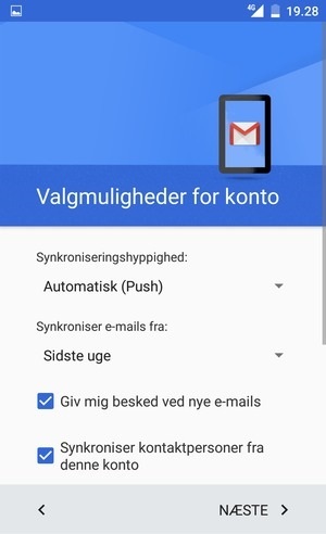Vælg NÆSTE