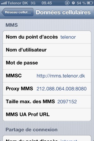 Saisissez les informations MMS