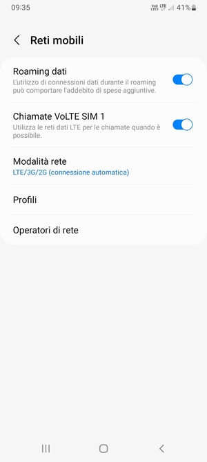 Attiva o disattiva Roaming dati