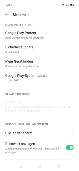 Scrollen Sie und wählen Sie SIM-Kartensperre