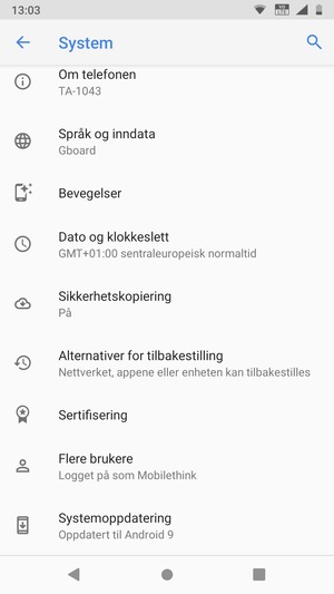 Velg Systemoppdatering