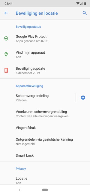 Uw telefoon is nu beveiligd met een schermvergrendeling
