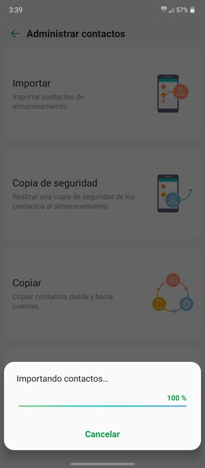 Sus contactos se guardarán en su cuenta de Google y se guardarán en su teléfono la próxima vez que Google sea sincronizado.