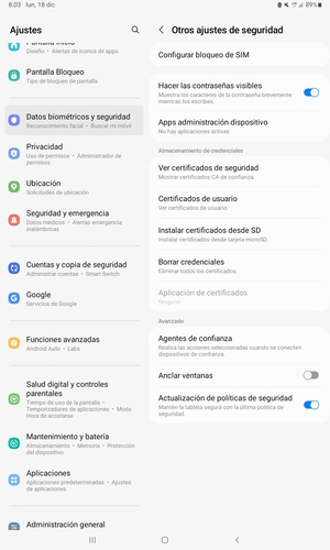 Seleccione Configurar bloqueo de SIM
