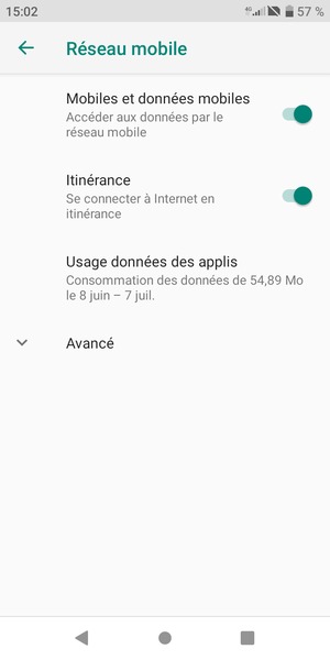 Activer ou désactiver Itinérance