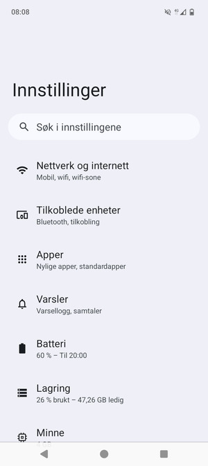 Velg Nettverk og internett