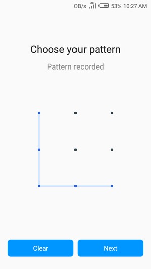 Draw an unlock pattern and select Next