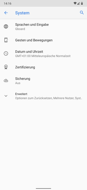 Wählen Sie Sicherung