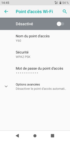Sélectionnez Mot de passe du point d'accès