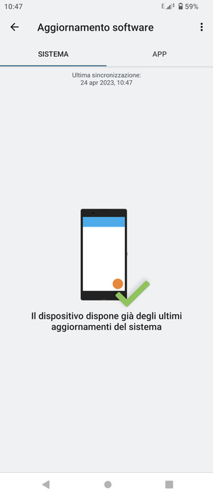 Se il tuo telefono è aggiornato, vedrai la seguente schermata