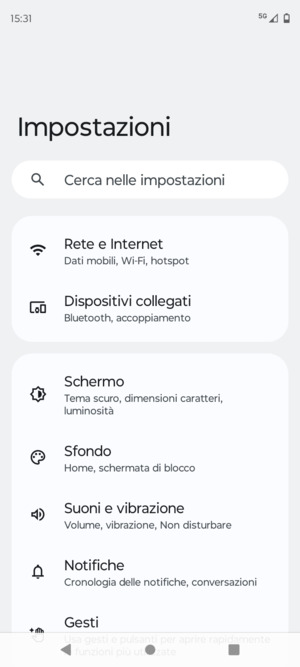 Seleziona Rete e Internet
