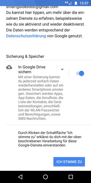 Wählen Sie ICH STIMME ZU