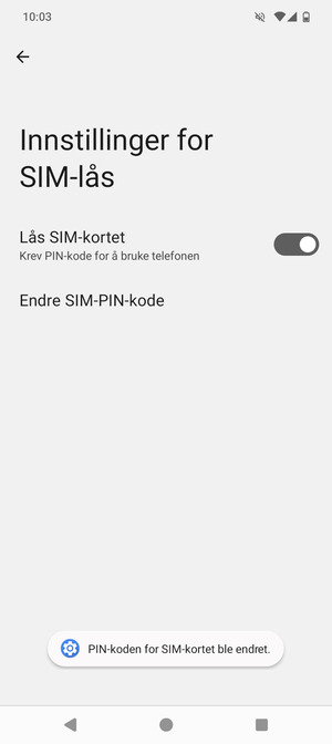 Din PIN-kode for SIM-kort er endret