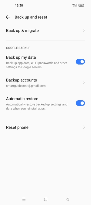 Select Backup accounts