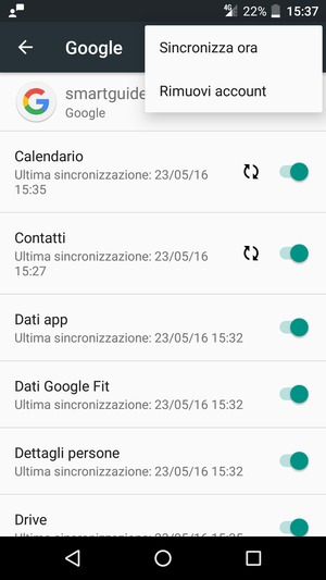 Seleziona Sincronizza ora