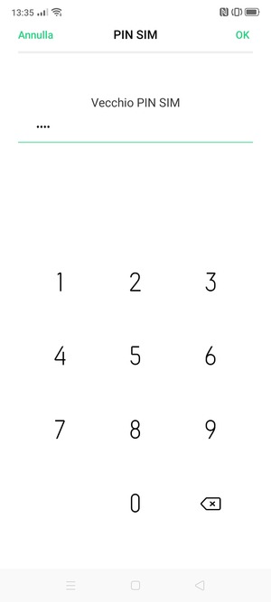 Inserisci Vecchio PIN SIM e seleziona OK