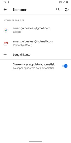 Velg din Google-konto