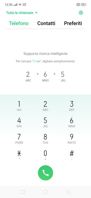 Premi e tieni premuto il numero 1