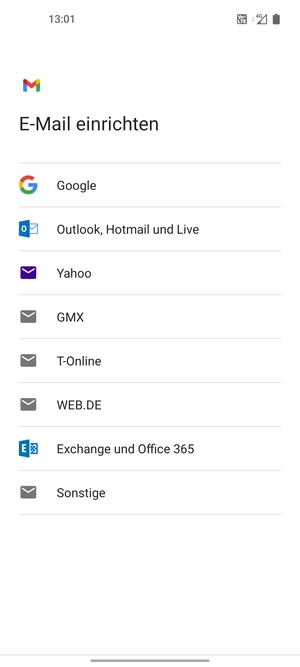 Wählen Sie Google