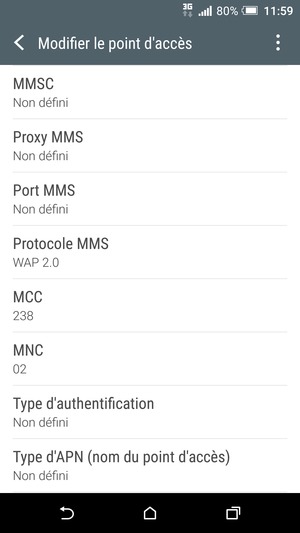 Faites défiler vers le bas et saisissez les informations MMS