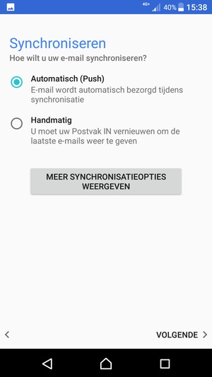 Selecteer uw voorkeursoptie en selecteer VOLGENDE