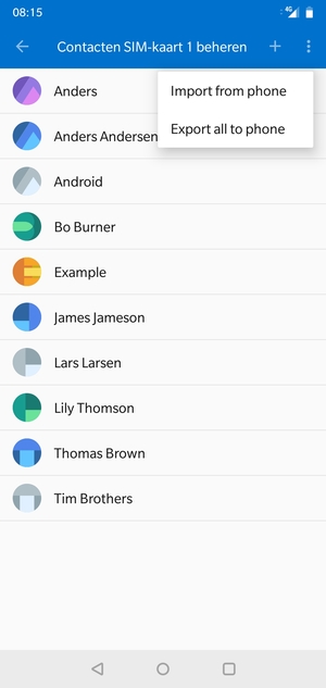 Selecteer Export all to phone