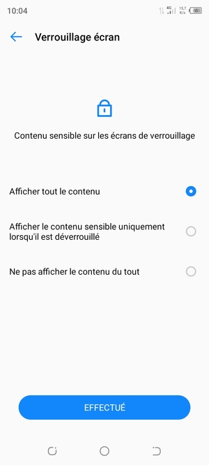 Sélectionnez votre option préférée et sélectionnez EFFECTUÉ