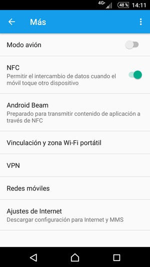 Seleccione Ajustes de Internet
