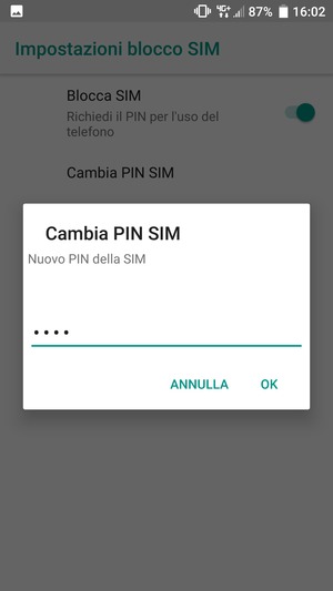 Inserisci Nuovo PIN della SIM e seleziona OK