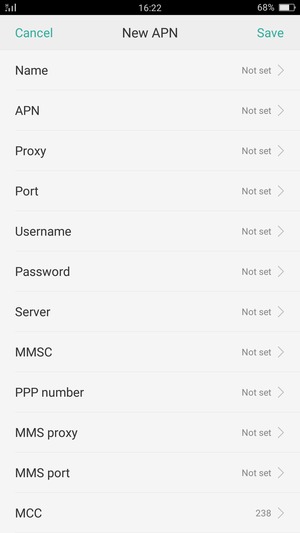 Enter MMS information