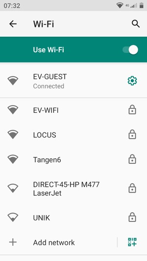 You are now connected to the Wi-Fi network