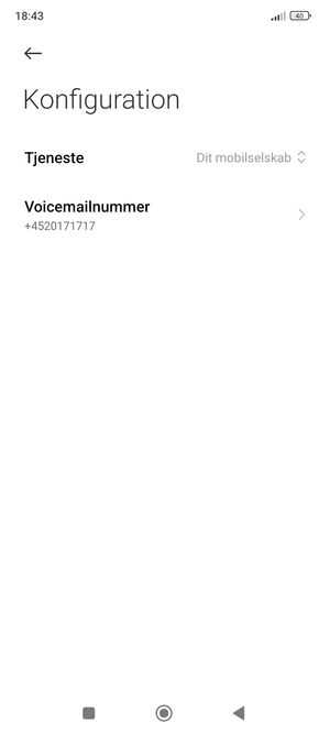 Vælg Voicemailnummer