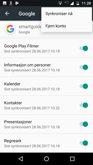 Velg Synkroniser nå