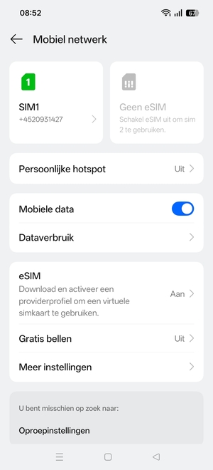 Selecteer  eSIM
