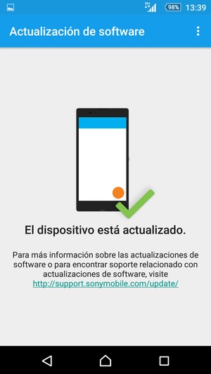 Si su teléfono está actualizado, verá la siguiente pantalla.