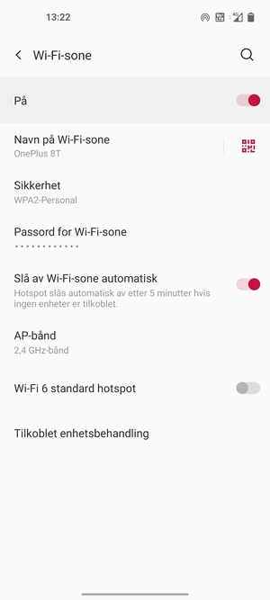 Telefonen din er konfigurert for bruk som et modem