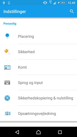 Scroll til og vælg Konti