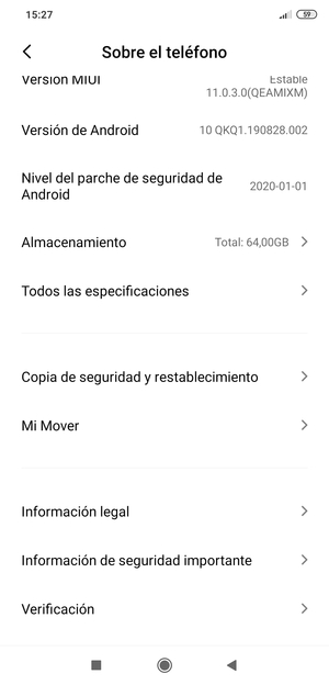 Desplácese y seleccione Copia de seguridad y restablecimiento