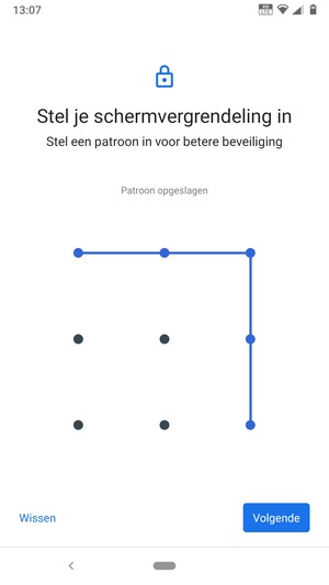 Teken een ontgrendelingspatroon en selecteer Volgende