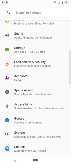 Scroll to and select Accounts