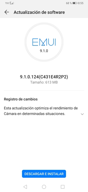 Si su teléfono no está actualizado, seleccione DESCARGAR E INSTALAR