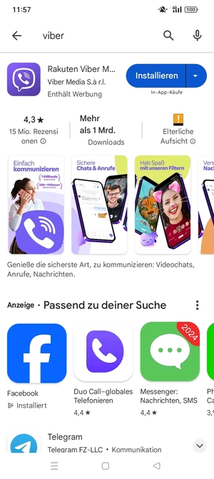 Wählen Sie die App