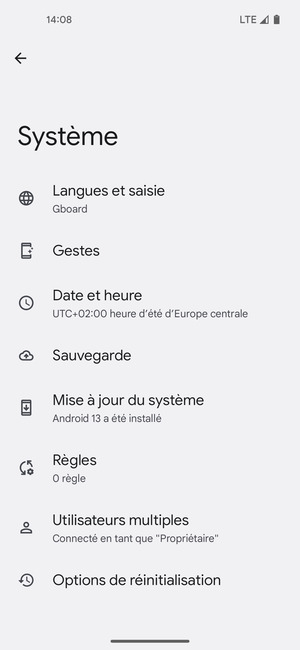 Sélectionnez Mise à jour du système