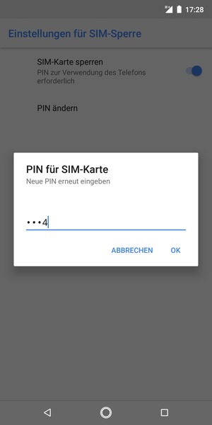 Bestätigen Sie Ihre neue PIN für SIM-Karte und wählen Sie OK