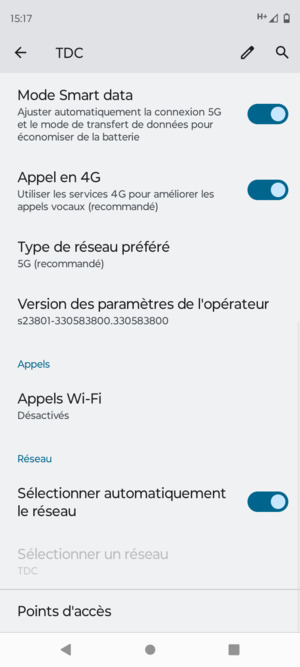 Faites défiler et sélectionnez Point d'accès