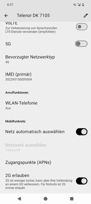 Scrollen Sie und wählen Sie Zugangspunkte (APNs)